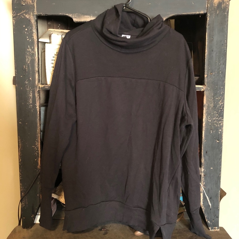Black funnel neck hoodie